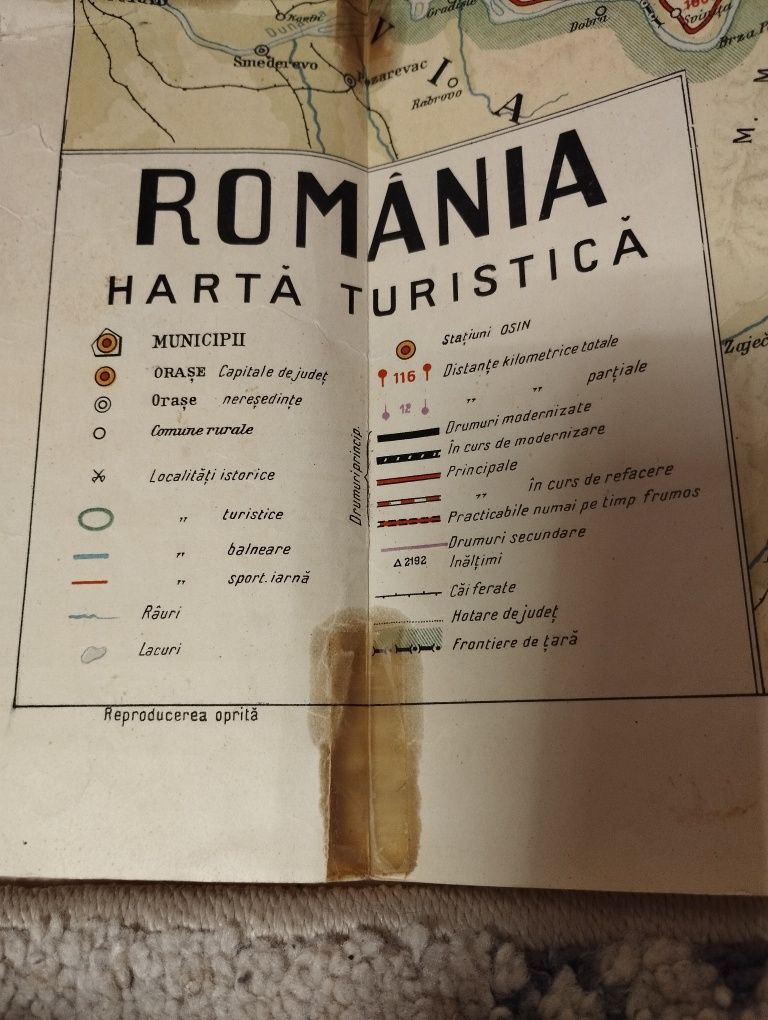 Hartă Republica Populară Română,Romania harta turistica