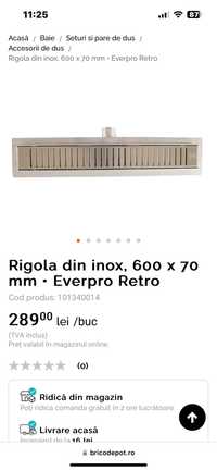 Rigola din inox pentru duș 60 cm noua