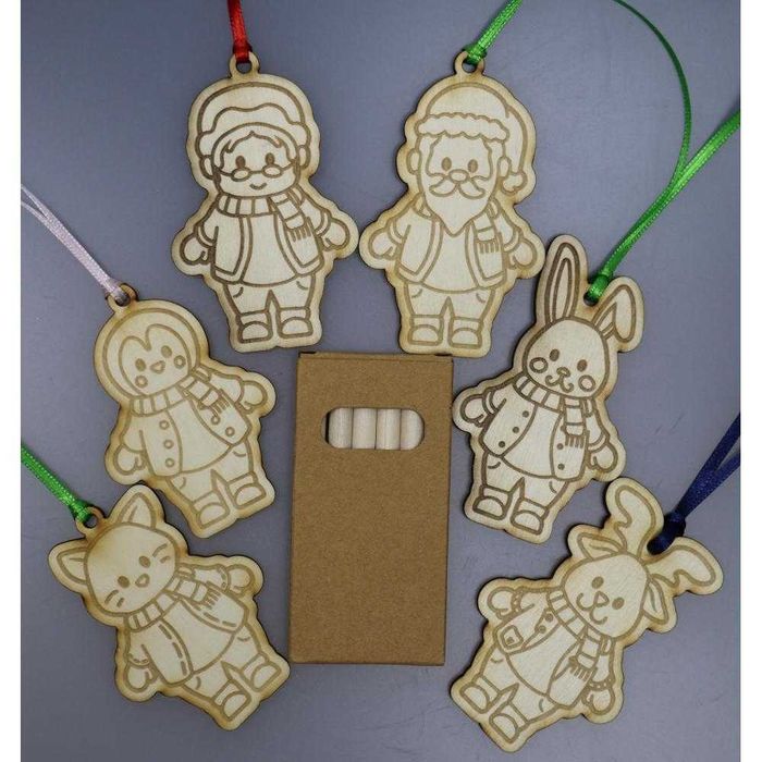 Творчески комплекти с дървени фигурки за оцветяване с подарък