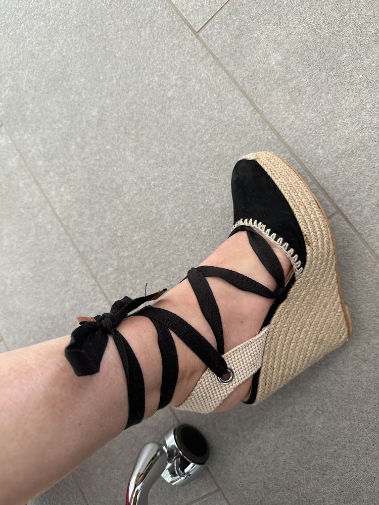 Espadrile inalte Zara din piele