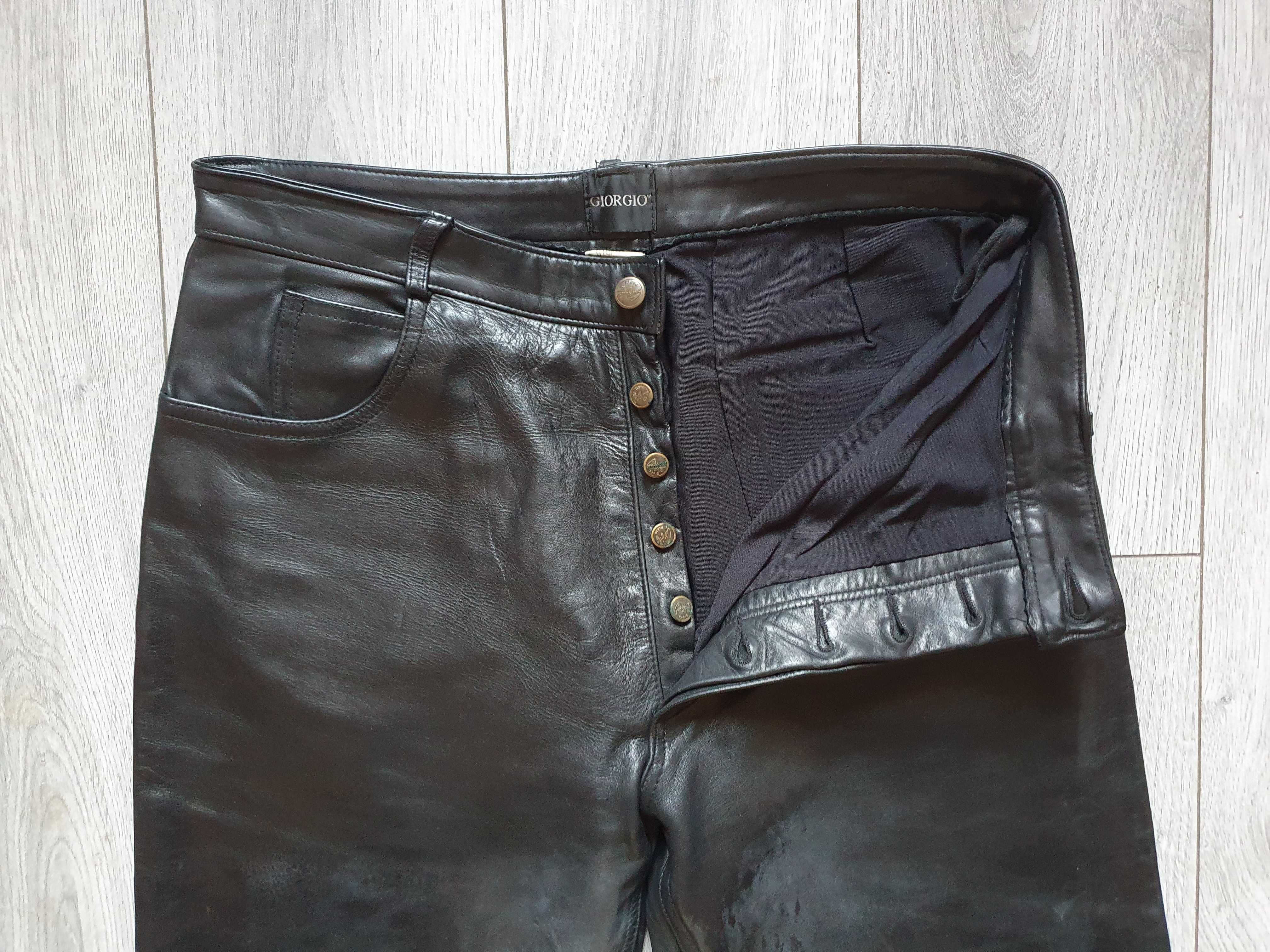 Pantaloni de piele GIORGIO (rock, motor) - Marimea 46 (Talie 90 cm)