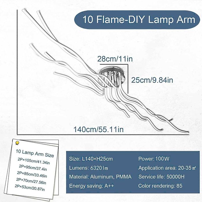 LED ЛЕД полилей за таван, димируемо, дължина 140 см, дистанционно 221