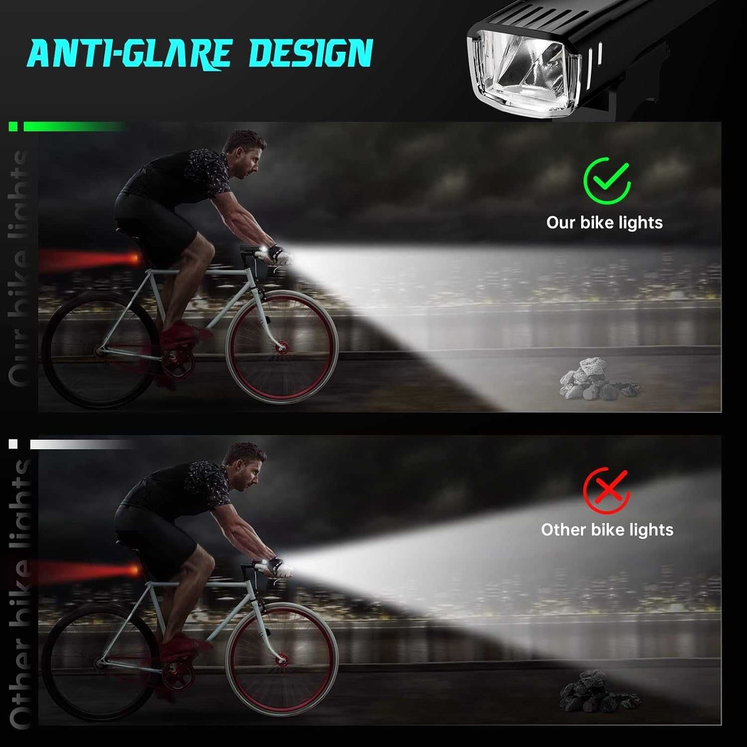 +CADOU Set far + stop LED bicicleta/trotineta IPSXP