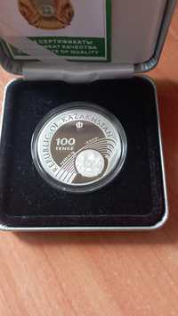 Редкая монета,казахстанская серебряная ,100 тенге