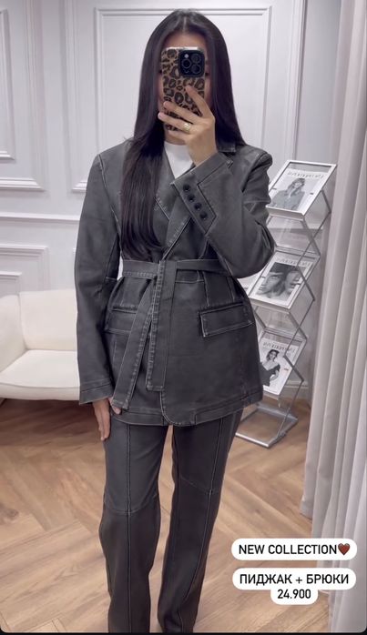 Новый кожанный костюм из плотной кожи с подкладом