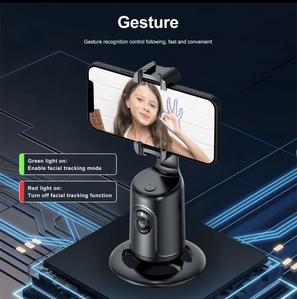Suport inteligent pentru telefon, cu urmarire automata a fetei 360°