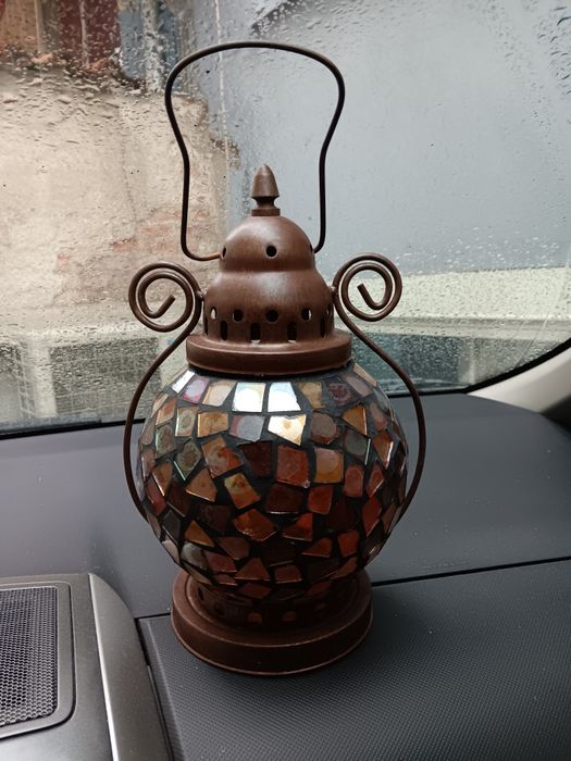 Стара витражна лампа месинг