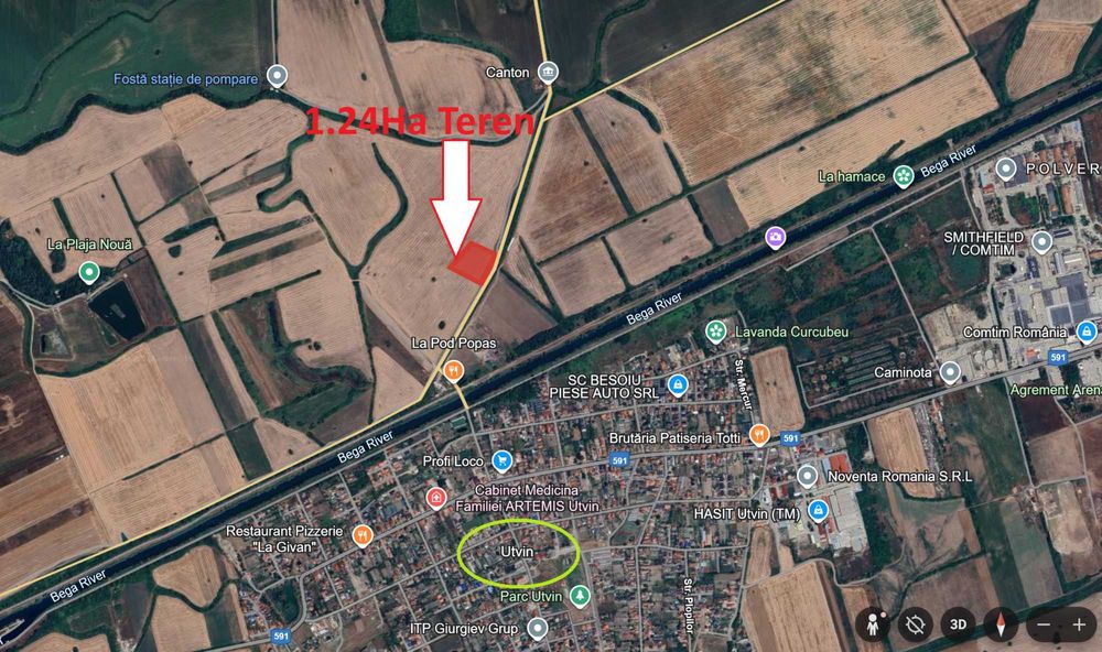 1.24 hectare teren pentru PUZ case in Utvin