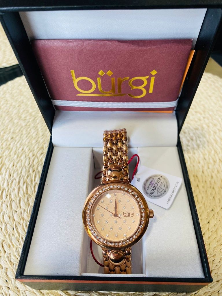 Ceas BURGI rose gold cu cristale swarovski