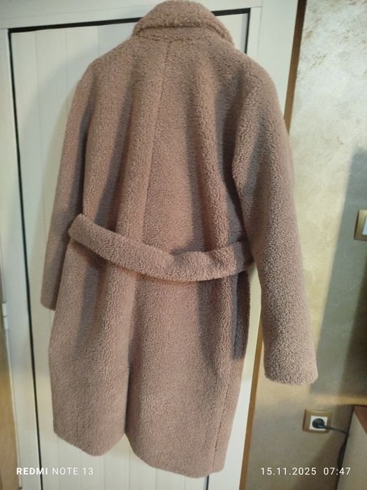 Дамско палто цвят пепел от рози размер М