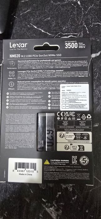 Lexar Ssd m.2 Lexar 512gb  NM620 pci gen3x4 3500mb/s512gb