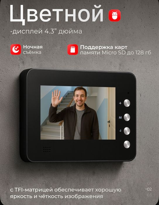 Видеодомофон Домофон Универсальный С Камерой Звук Дамафон