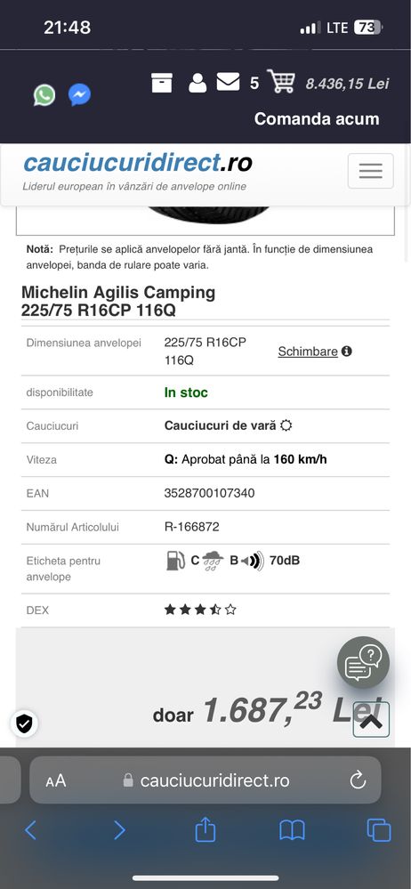 8bucati MICHELIN AGILIS 225 75 16 c dot 2222