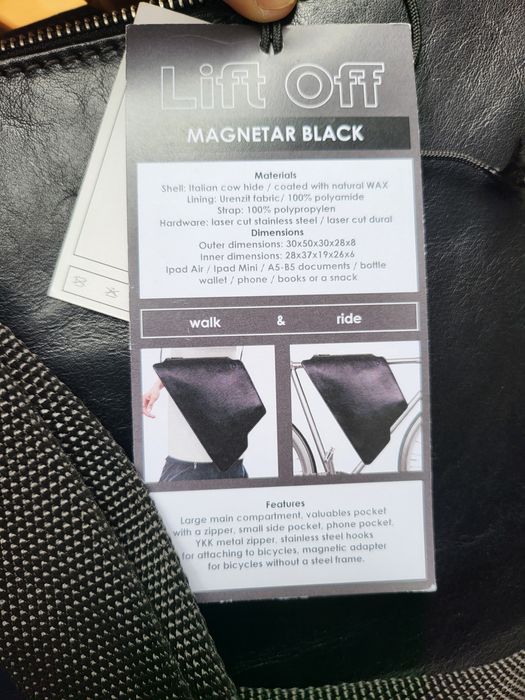 Servieta geanta magnetica LIFT OFF handmande din piele cadru bicicleta