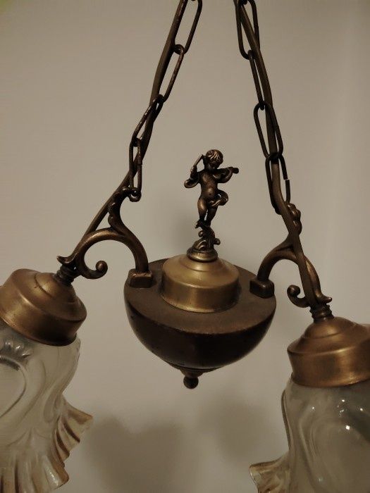 Superb lampadar antic cu 2 brațe din bronz in stilul Baroc, piesa deos