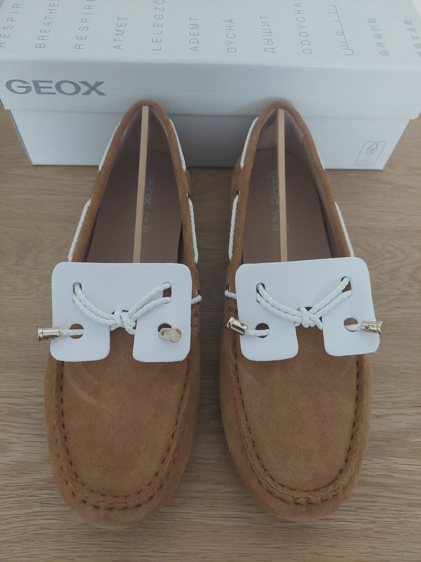 Geox - Pantofi loafer mocasini piele intoarsa 38