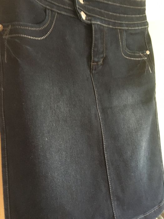 Fusta blugi/Denim elastică talie înaltă