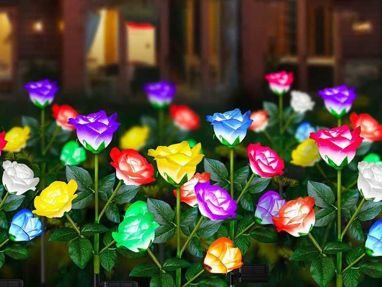 Set 2x Trandafir Gradina, Lampa Solara 4 capete, 1.2V