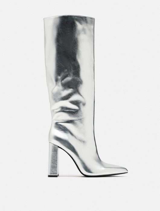 Zara ботуши цвят метално сиви