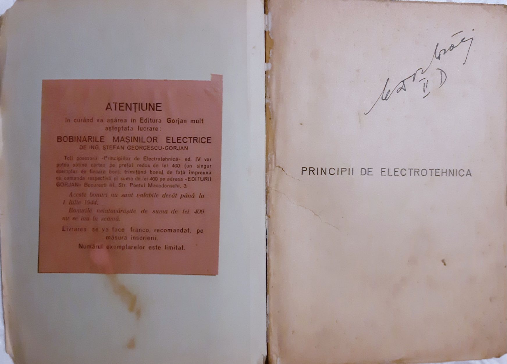 Principii de electrotehnica editia a IV-a 1943