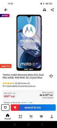 Motorola e 22, telefon nou, sigilat in cutie, cu garantie