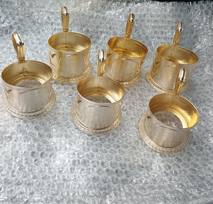 Suport vintage set 6 pahare ceai rusesc podstakannik