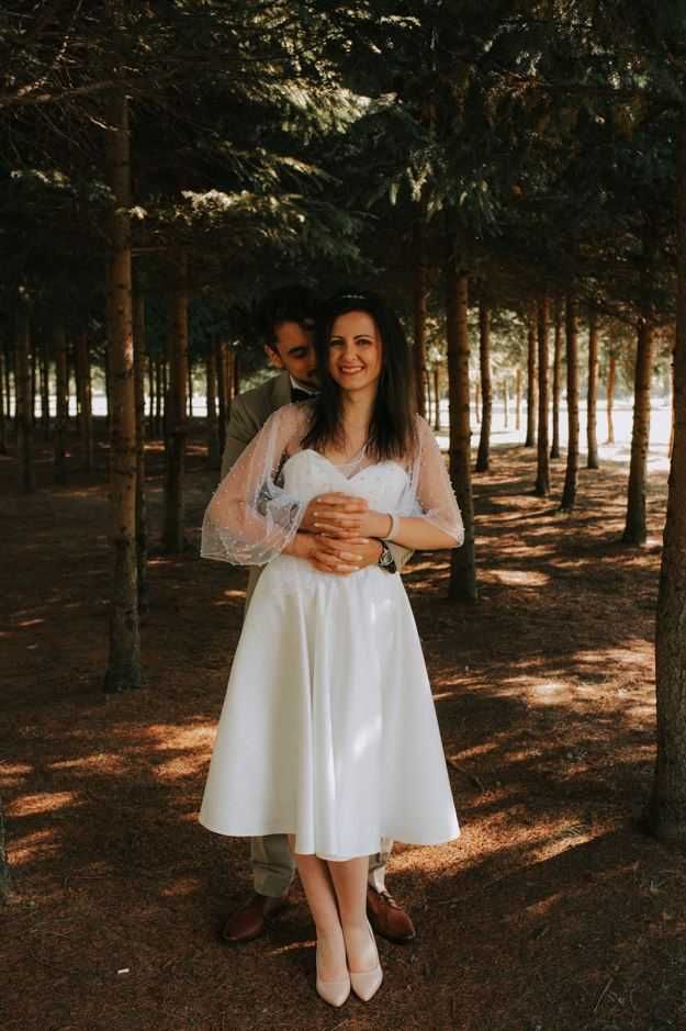 Rochie midi albă de cununie/nuntă Lariette - Stare impecabilă