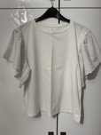 Tricou alb cu maneca brodata
