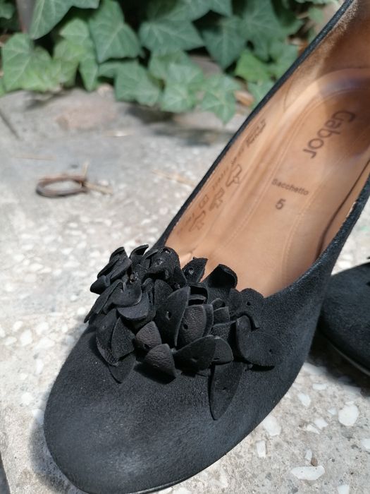 Pantofi cu toc din piele întoarsă naturala firma GABOR Mărimea 38