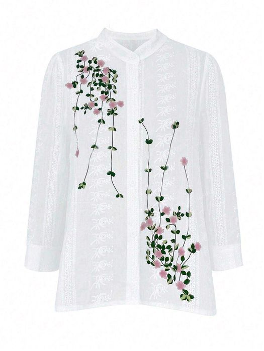 Бяла туника, Бяла блуза с бродерия,Бяла риза бродерия, Ефектна туника