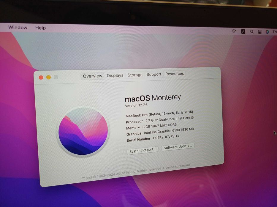 13'Macbook Pro Retina 2015 i5/256GB/8GB Ram A1502 лаптоп