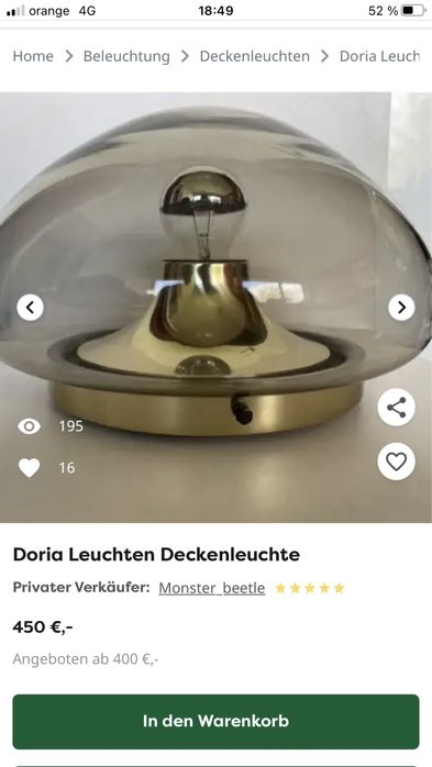Lampa de perete geam fumuriu Limburg space vintage