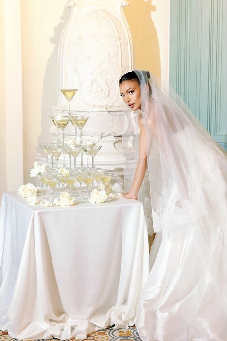 Voal cu blusher (drop veil) cu dantela