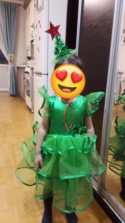 Зелёное платье. Карнавальный новогодний костюм елочка