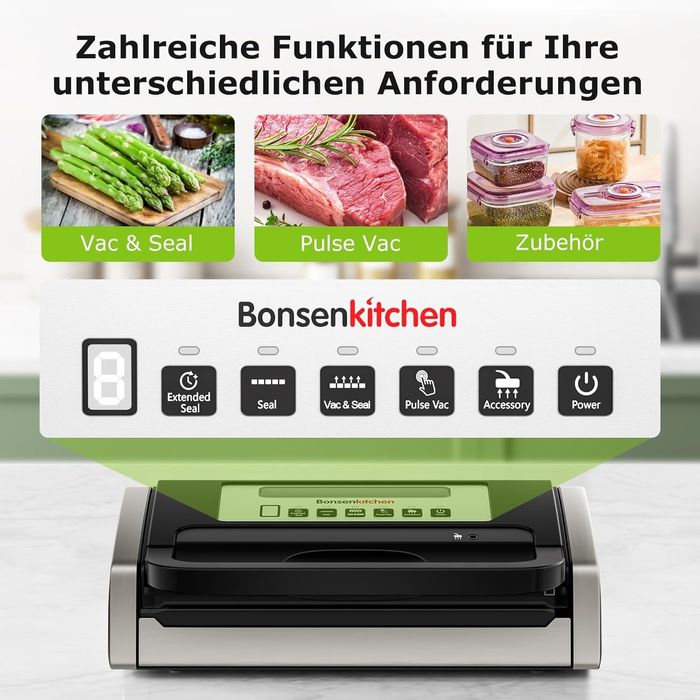 Вакуум машина с 15L/min, 4 режима, вграден нож, Bonsenkitchen