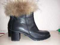 Черни боти естествена кожа, ботуши, зимни обувки №41