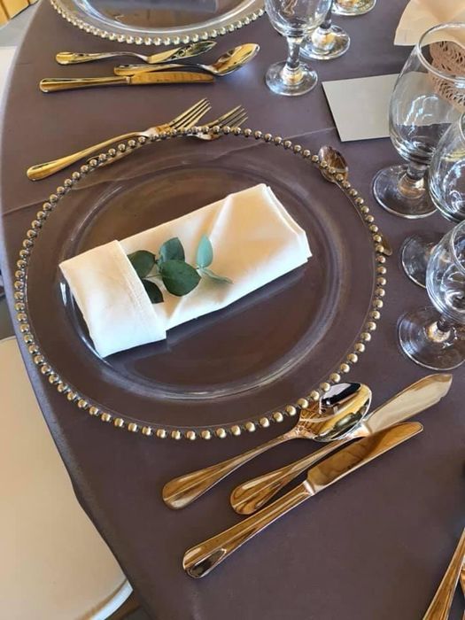 Platou de sticla cu bilute auri