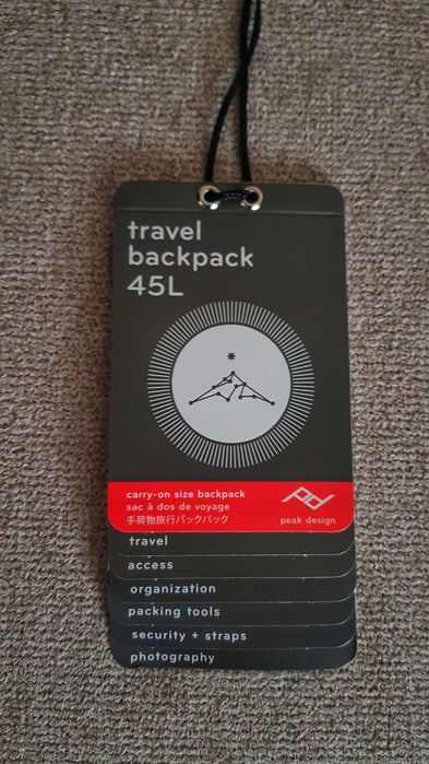 Rucsac Peak Design Travel Backpack, 45 l, negru, Nou/ Nefolosit