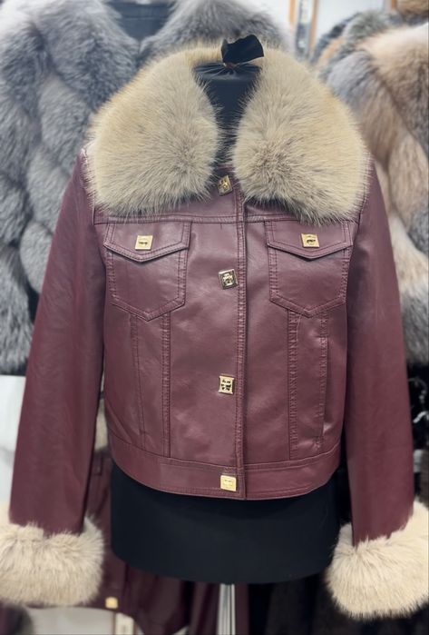 Geaca de piele cu blana detasabila