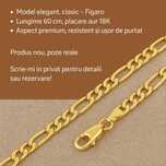 Lanț bărbătesc placat cu aur 18K – Figaro 60 cm
