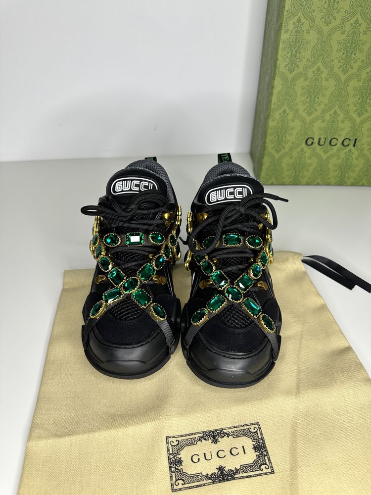 GUCCI sneakers adidasi flashtrek piele naturala cutie cadou