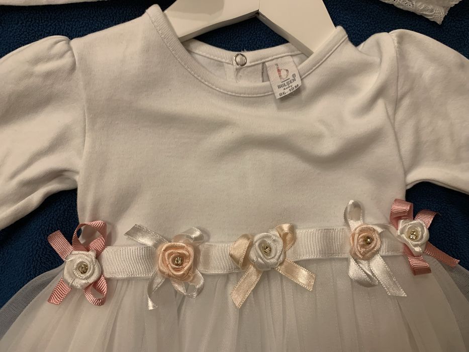 Rochie alba bumbac si tul cu bolero