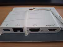 Hub USB C conexiuni HDMI, VGA, RJ45 si USB A nou