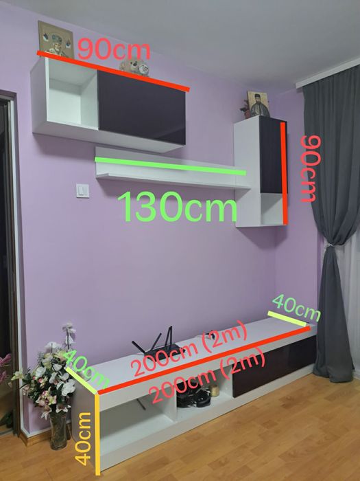 Set living din 4 piese,fara zgarieturi, cu usi din MDF lucios elegant