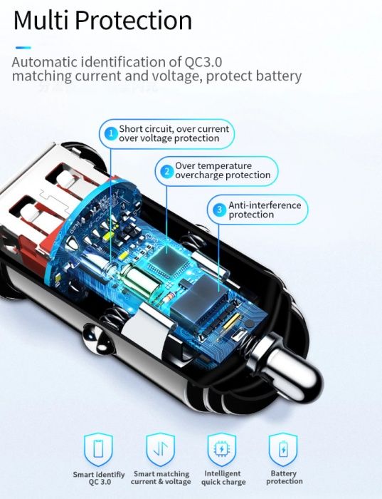 Новая Зарядка USB для авто (поддержка быстрой зарядки) - QC - 3.0