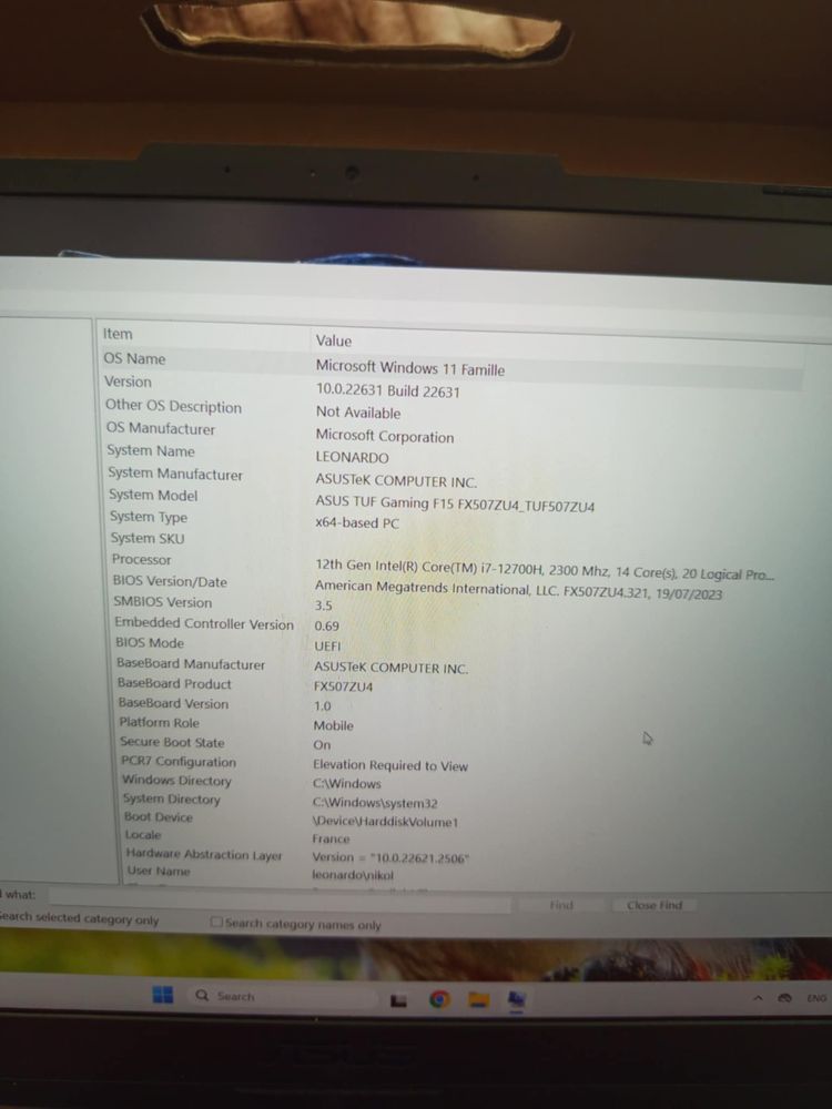 Gaming laptop asus tuf gaming f15 rtx 4050 6gb i7 12700h 16gb ram