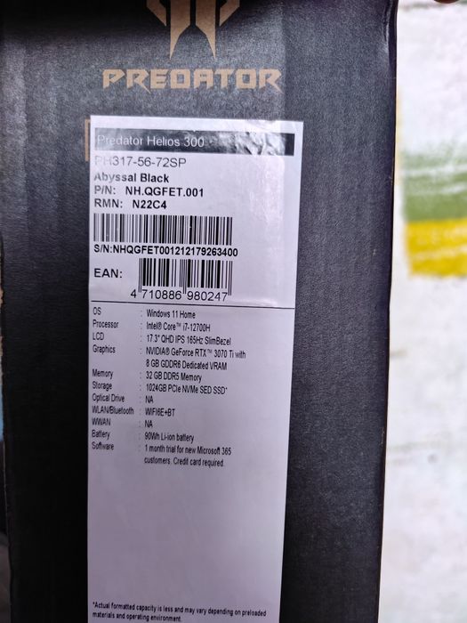 Laptop Acer Predator Helios 300