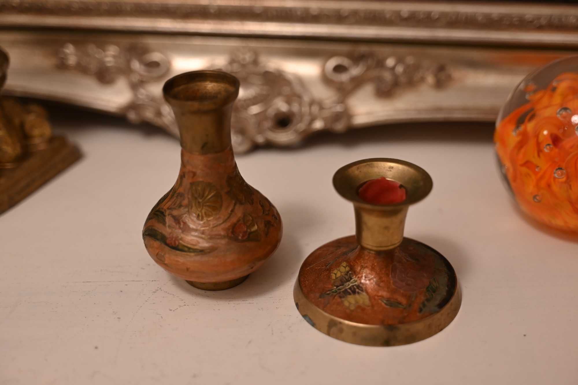DN146 Set de 2 obiecte alama cloisonne sfesnic si vaza 7 si 10 cm