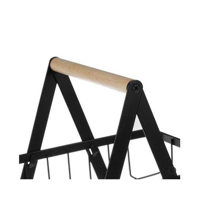 Метален рафт Mercado Trade, Универсален, 2 нива, Дървена дръжка, Черен