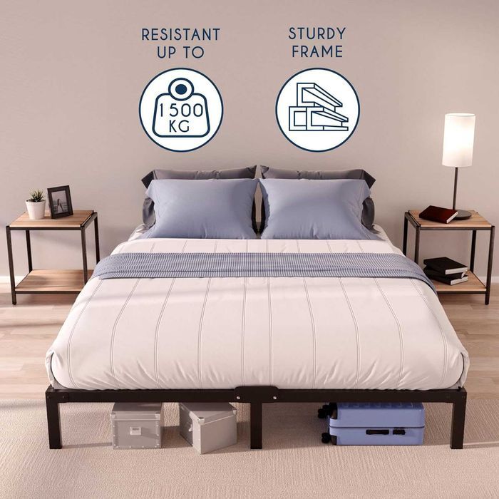 Cadru metalic pat Dreamzie 180 x 200 cm, inaltime 35 cm, negru